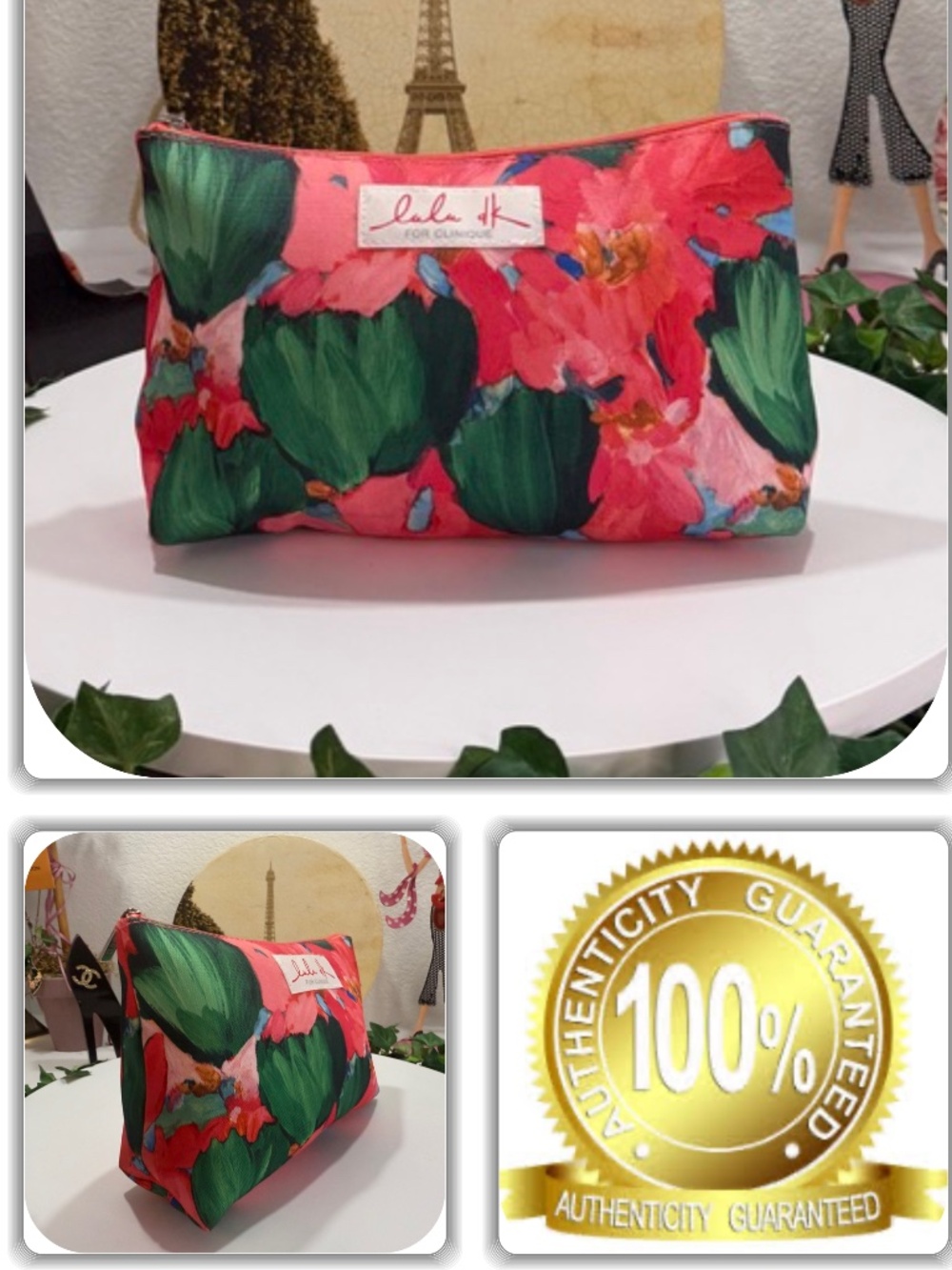 👛 CHIC CLINIQUE FLORAL CLUTCH/ POUCH! 👛